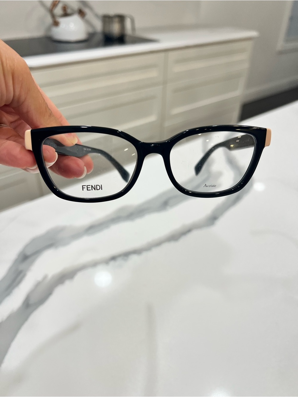 NWOT Fendi Black & Nude Accent Glasses Frames Optyl FF 0130